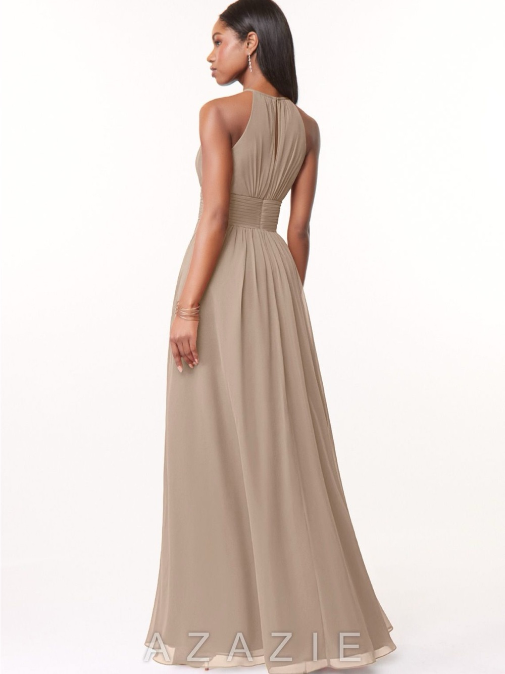Sleeveless Pleated Maxi Dress in Taupe
